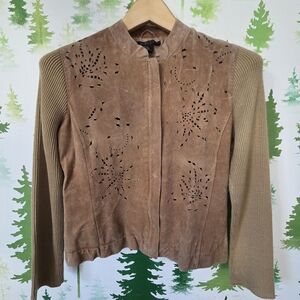 Stylish Tan Women's Suede Leather Jacket